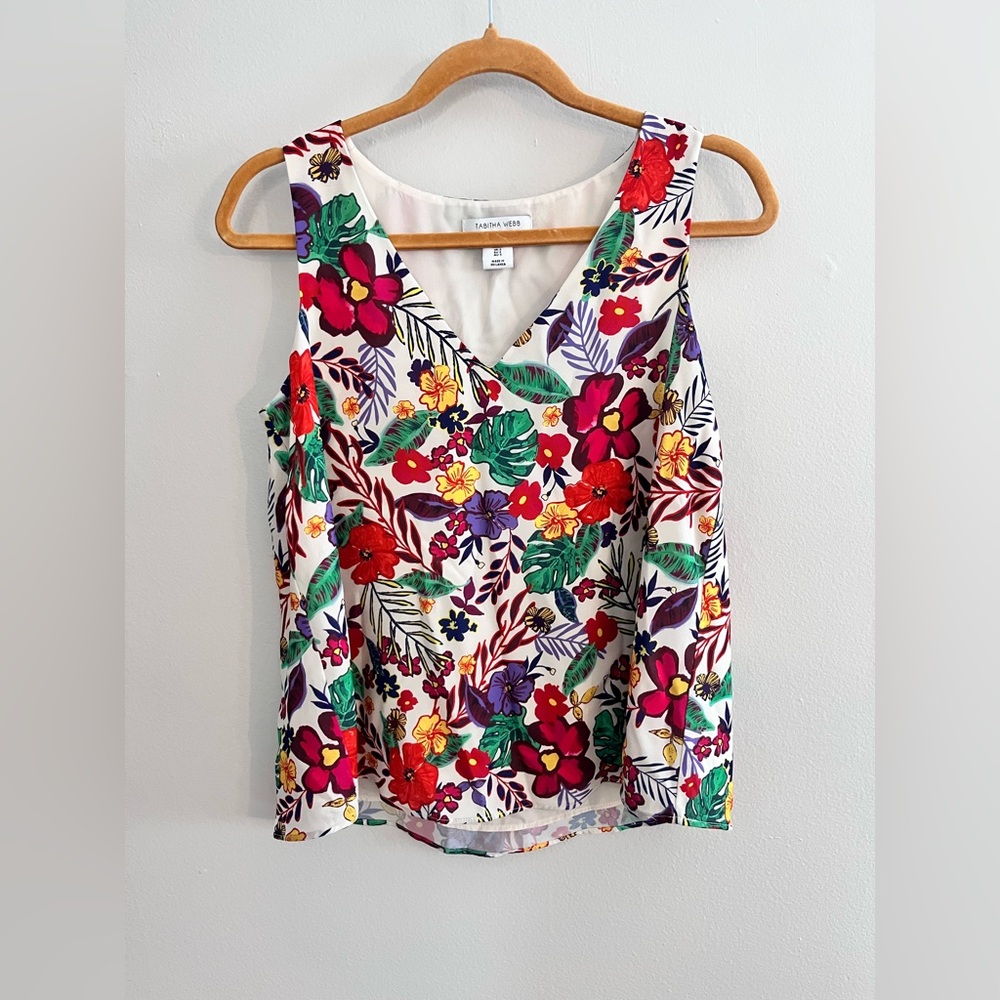 TABITHA WEBB Multicolored Floral Print Sleeveless V-Neck Top